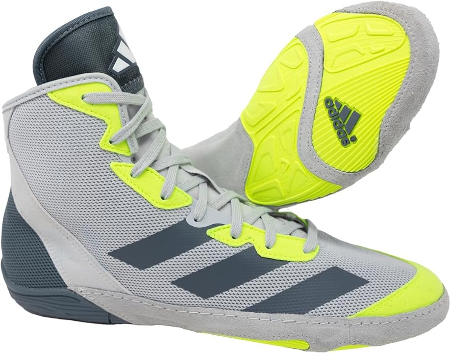 adidas Adizero Wrestling Shoes, Light Grey/Onyx/Solar Yellow