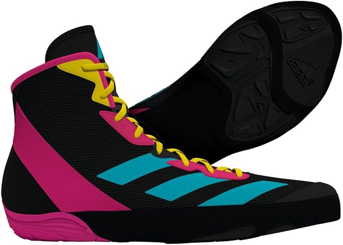 adidas Adizero Wrestling Shoes, Black/Cyan/Pink