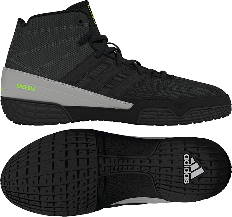 adidas SpeedEx Wrestling Shoe in Black/Grey/Solar Green (YOUTH)